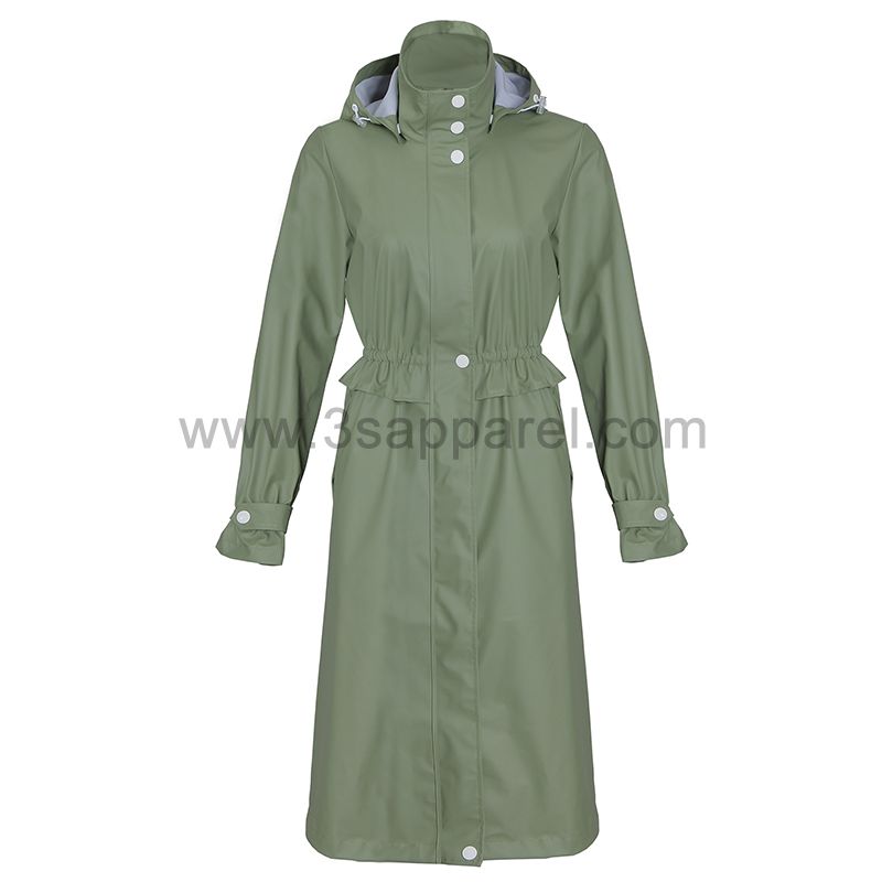 lady's fashion PU rain coat
