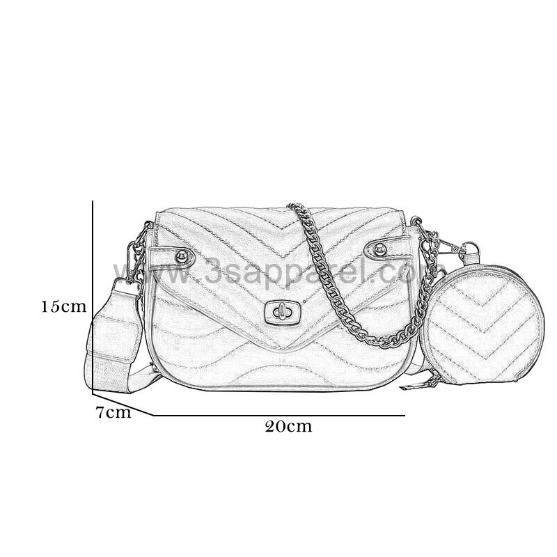 3 in 1 Corrugated Design Shoulder Messenger Women Crossbody bag